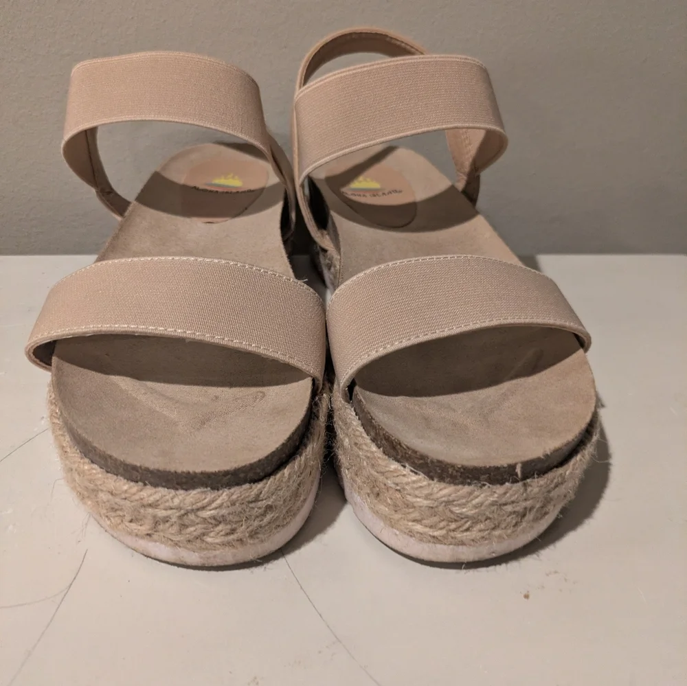 Aloha Island Beige Strappy Espadrille Sandals Size 8